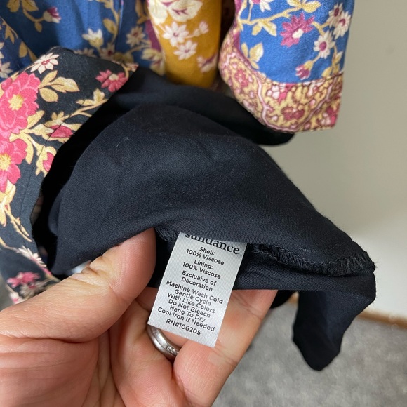 Sundance Sweet Whispers Boho Mix Print Mini Swing Dress S Long Sleeve worn once - Picture 9 of 12